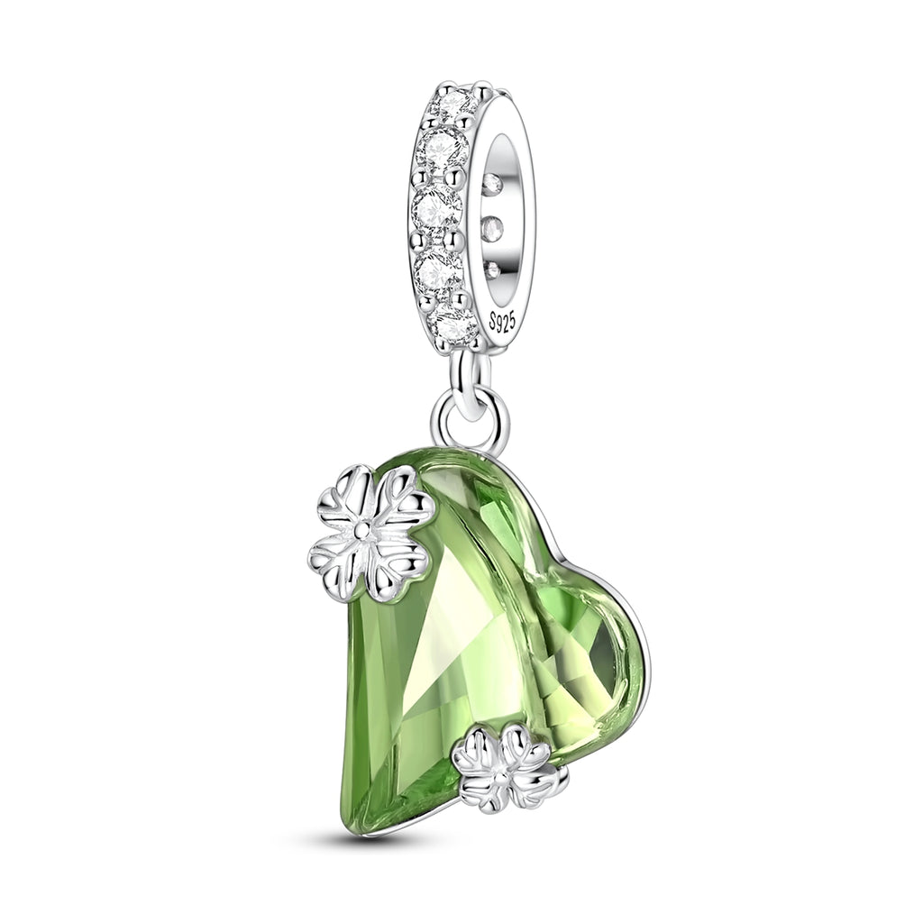 Green Crystal Heart Charm