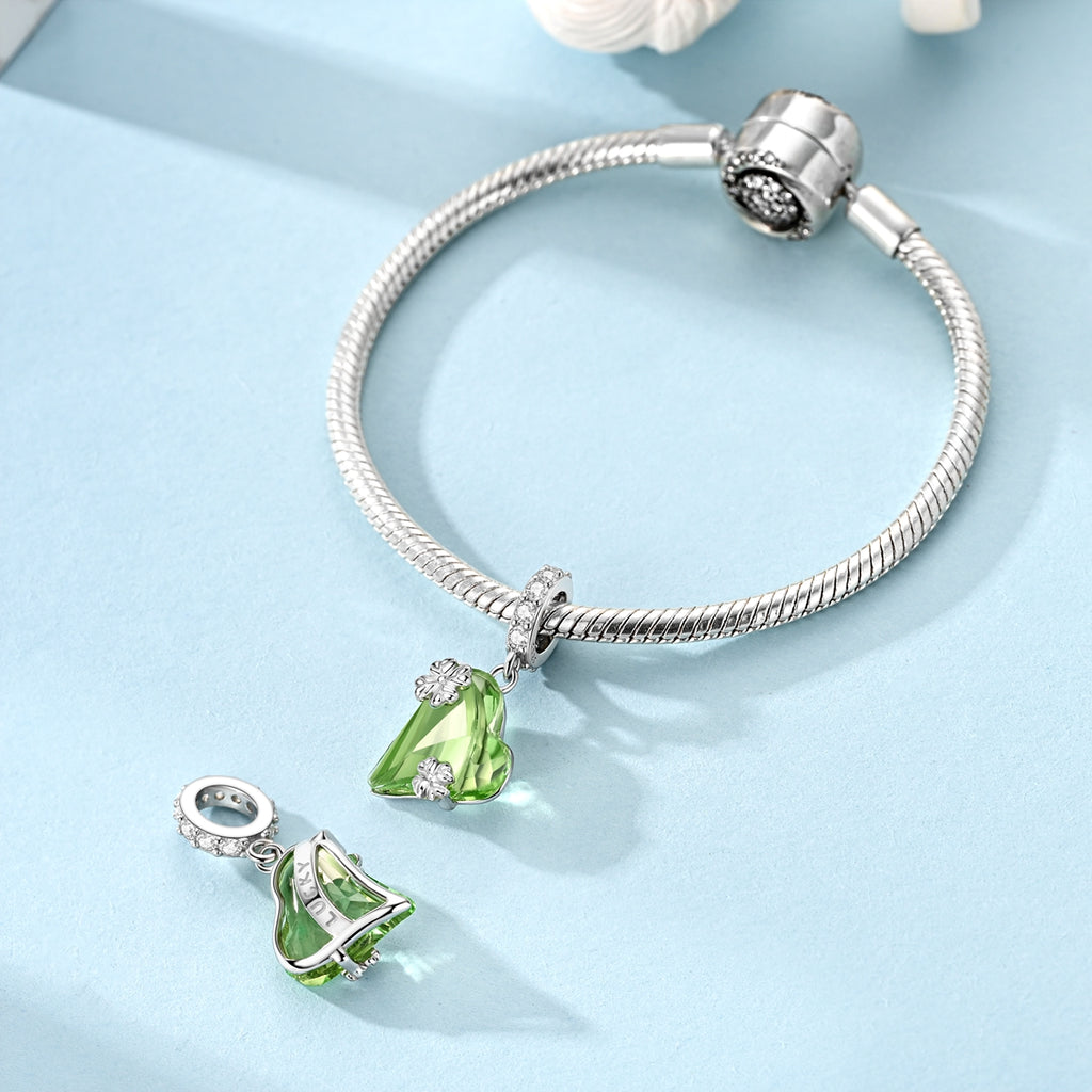 Green Crystal Heart Charm
