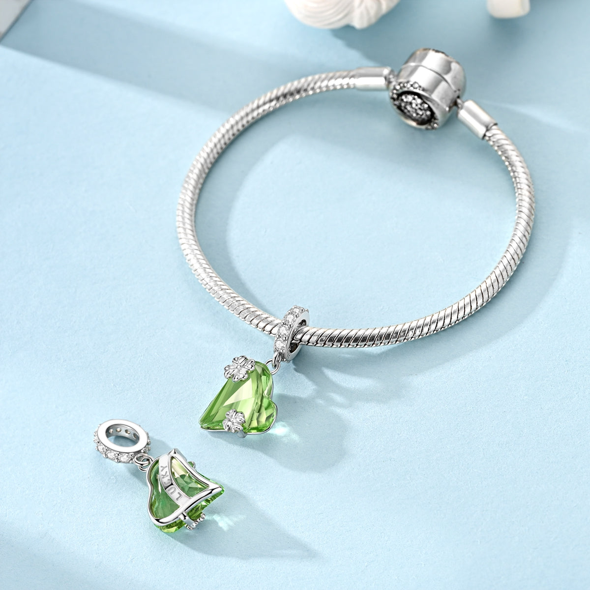 Green Crystal Heart Charm