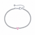 Pink Heart Tennis Bracelet