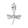 Rainbow Dragonfly Silver Charm