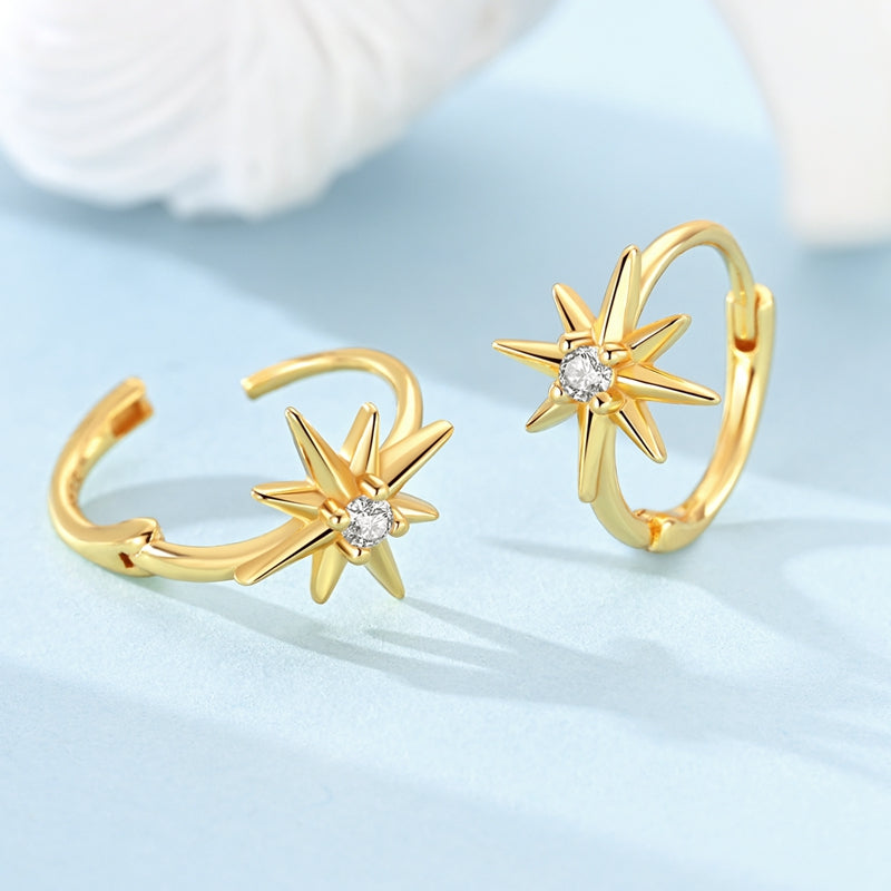 North Star Hoop Earrings