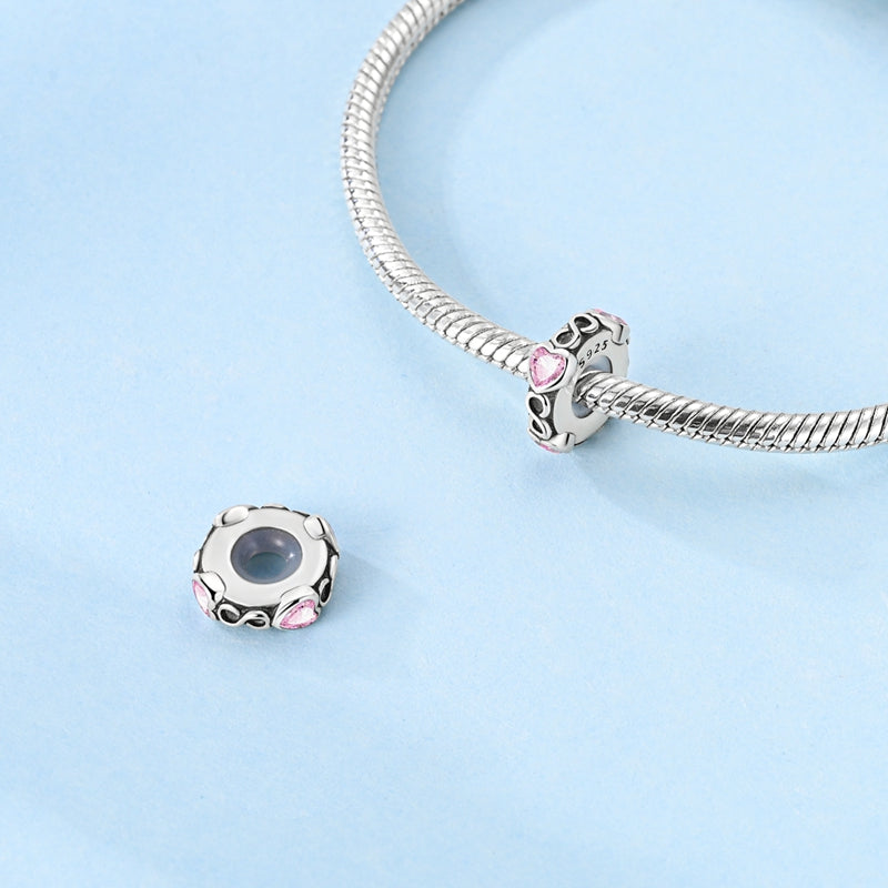 Pink Heart Spacer Charm