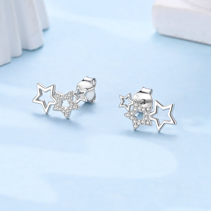 Triple Star Stud Earrings